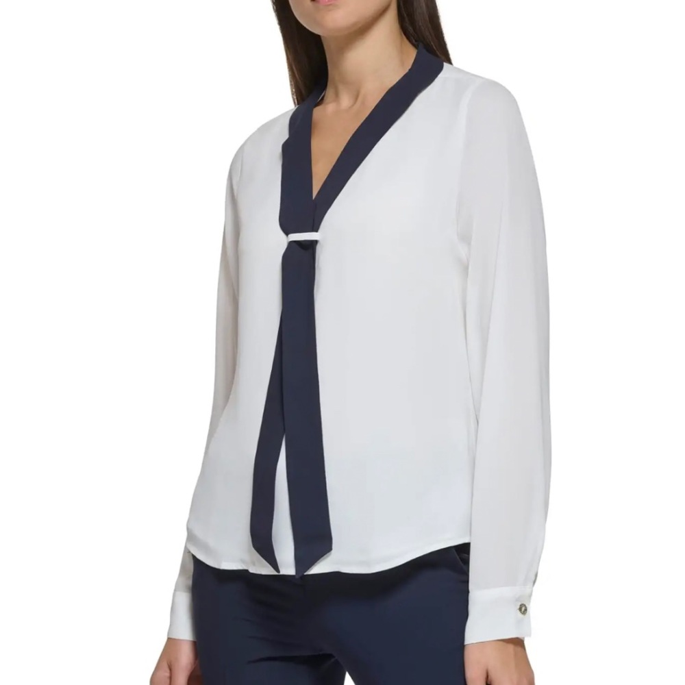 Tommy Hilfiger Long Sleeve Tie Front Top